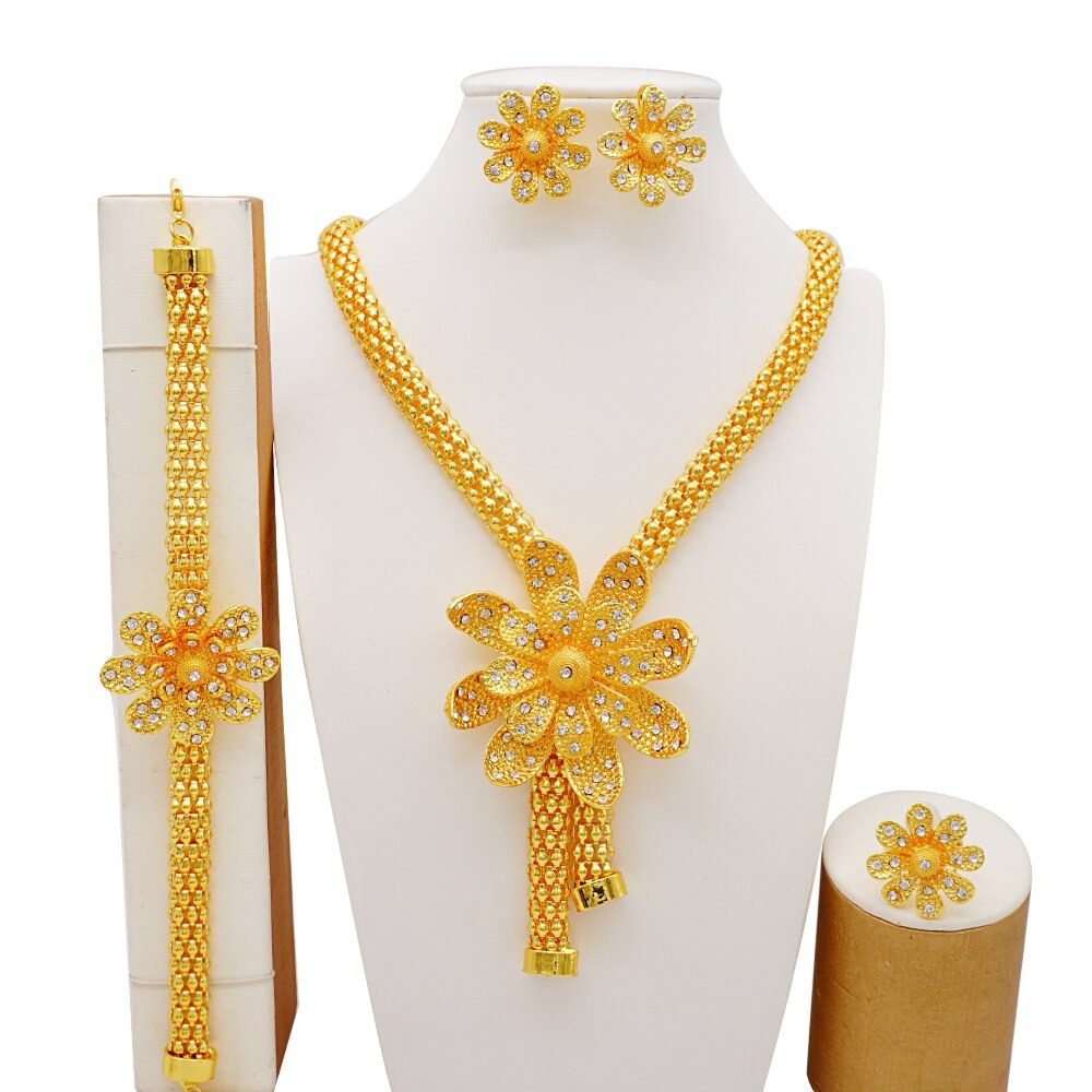 Necklace Bracelet & Earrings Women Girls Jewelry Set Kids XMAS Gold Ring  Gift | eBay