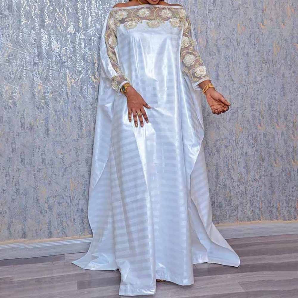 Polyester African Dress For Women Flower Print Slash Neck Off The Shoulder  Backless Daily Evening Party Dress African Dresses - African Boutique