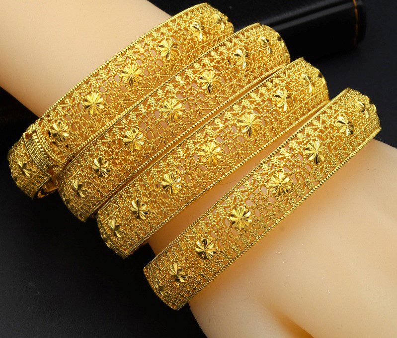 Bracelet Dubai African Coins Bangles Arabic Indian Jewelry Gold Bangles For  Kids Copper Bracelets With Ring : Amazon.co.uk: Fashion