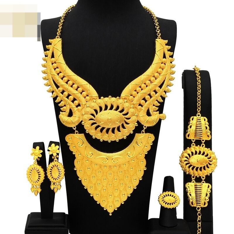 ANIID Bridal Jewelry Sets Ethiopian Dubai Gold Color Wedding Necklace And  Earrings Women Luxury Sets Nigerian Party Gift - African Boutique