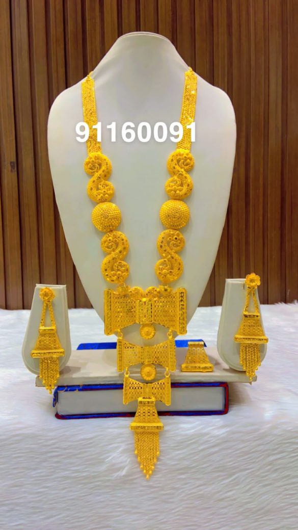 Shahinur Traditional Antique Gold Plated Long Necklace Set – KaurzCrown.com