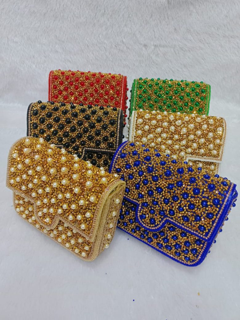 New African Beautiful Trendy Collection Metal Clutch Designer Handbag Stone  Beaded Work For Women - African Boutique
