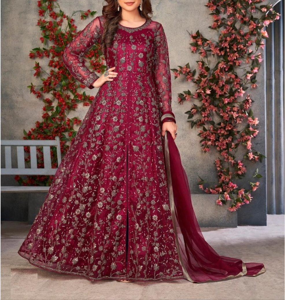 Launching New Designer Party Wear Look Embroidery Sequence Work Anarka –  Sareevillahub